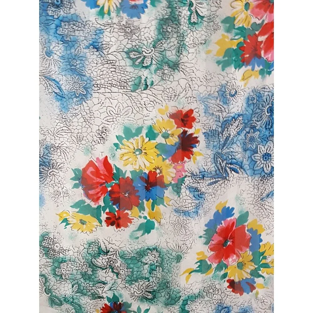Vintage Womens Silk Scarf‎ Pink Blue Floral 30
